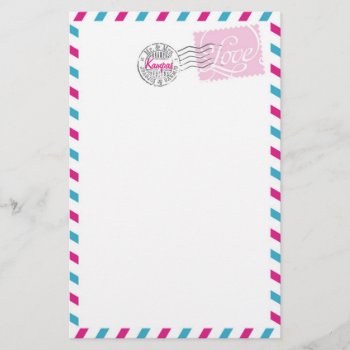 Postal Service Collection Stationery Pink Aqua by wrkdesigns at Zazzle