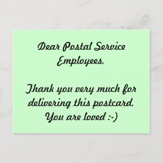 Postal Service Employees Thank you Postcard