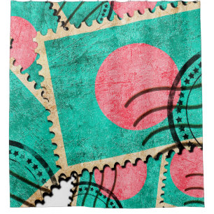 Postal stamp backgroundhome decors, background, ba shower curtain