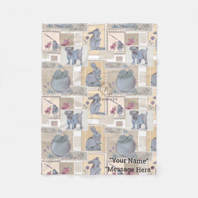 Postal stamp Nursery print Baby blanket (Front)