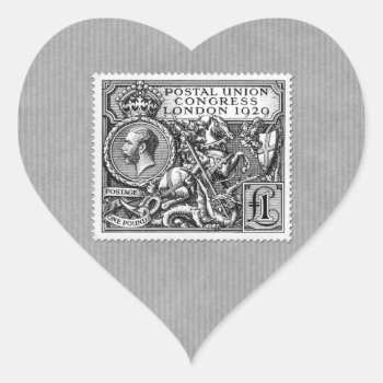 Postal Union Congress 1929 1 Pound Postage Stamp Heart Sticker by Hakonart at Zazzle