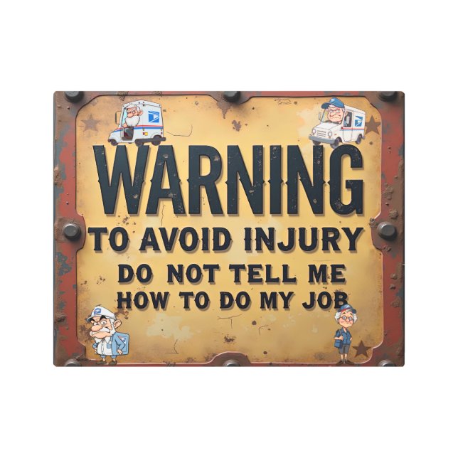 Postal Warning To Avoid Injury Metal Print (Front)
