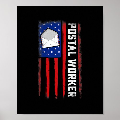 Postal Worker American Flag Patriotic Postman Poster