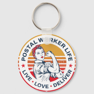 Postal Worker Birthday Post Office Coworker Keychain