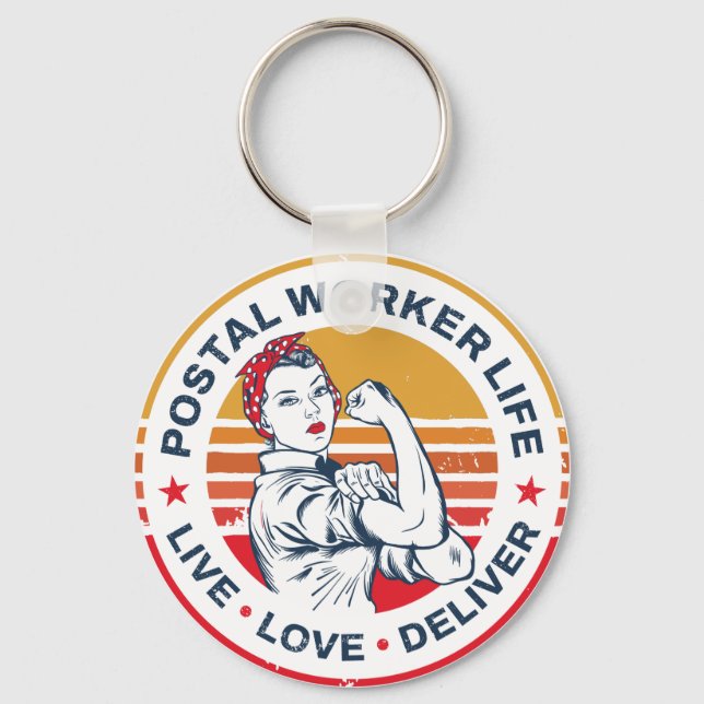 Postal Worker Birthday Post Office Coworker Keychain (Front)
