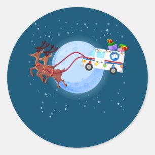 Postal Worker Christmas Mail Truck Funny Mailman Classic Round Sticker