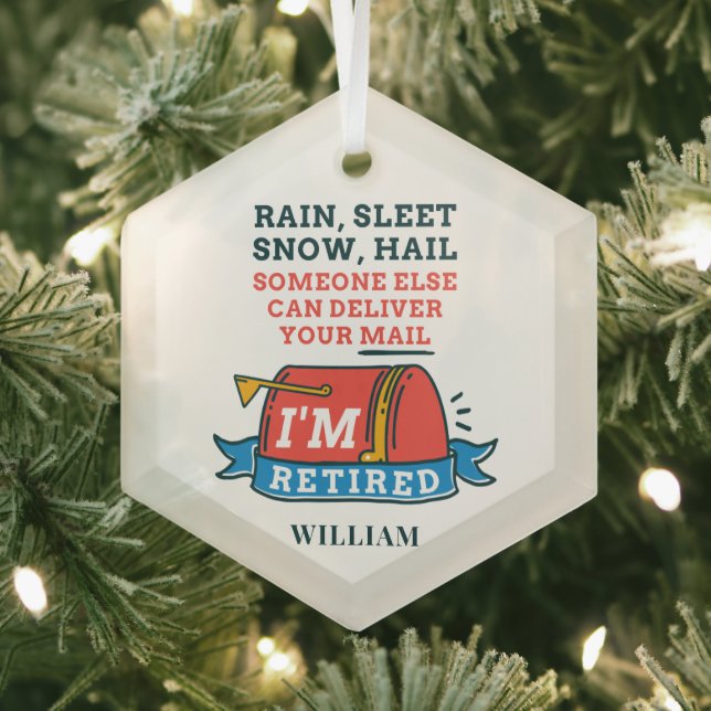 Postal Worker Custom Mailman Retirement Glass Ornament (Insitu)