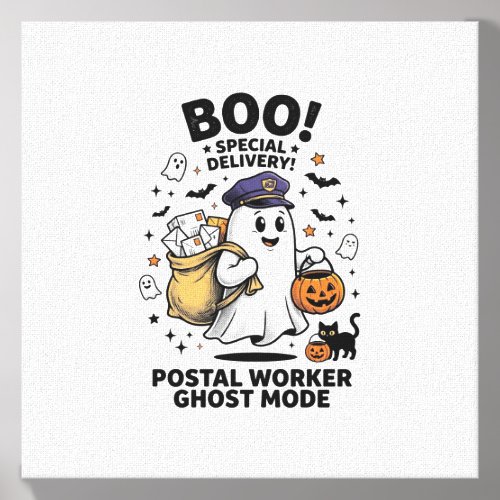 Postal Worker Ghost Mode Halloween Delivery Design Canvas Photo Tile