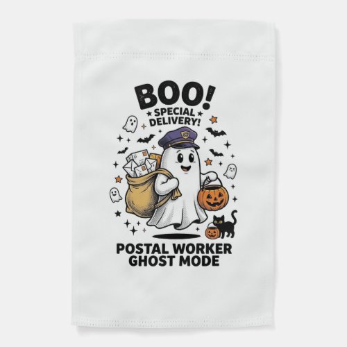 Postal Worker Ghost Mode Halloween Delivery Design Garden Flag