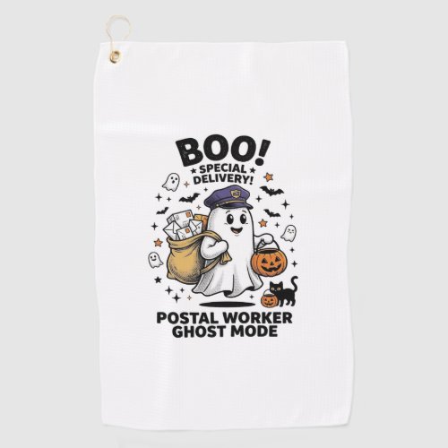 Postal Worker Ghost Mode Halloween Delivery Design Golf Towel
