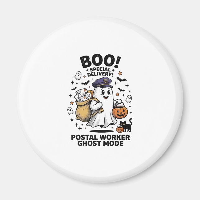 Postal Worker Ghost Mode Halloween Delivery Design Magnet (Front)