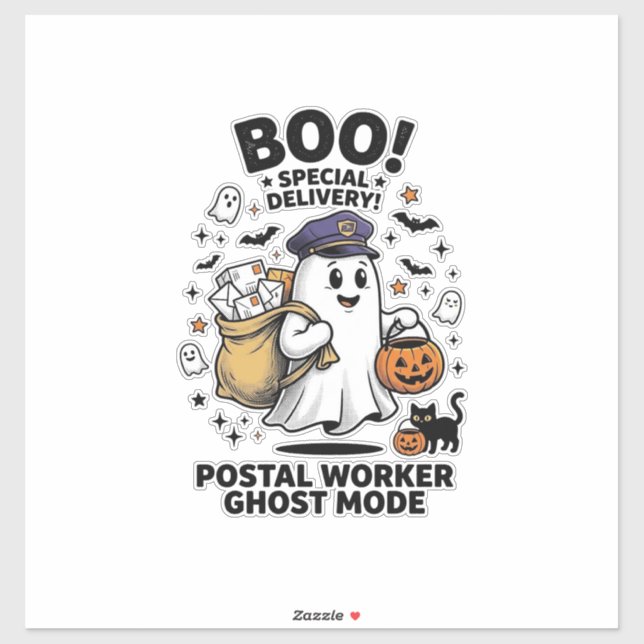 Postal Worker Ghost Mode Halloween Delivery Design Sticker (Sheet)