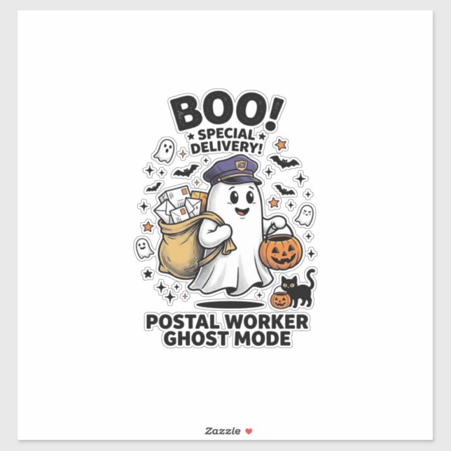 Postal Worker Ghost Mode Halloween Delivery Design Sticker (Sheet)