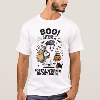Postal Worker Ghost Mode Halloween Delivery Design T-Shirt
