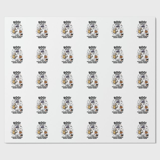 Postal Worker Ghost Mode Halloween Delivery Design Wrapping Paper (Flat)