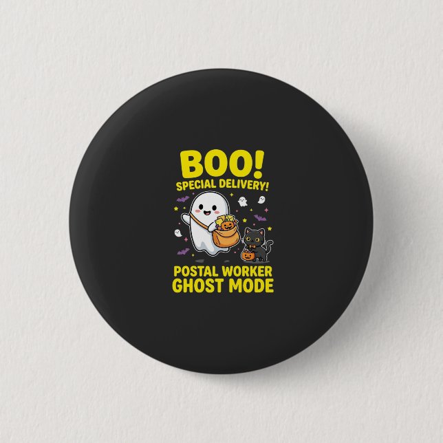 Postal Worker Ghost Mode Halloween Design_1 Button (Front)