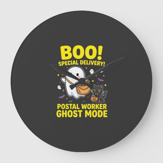 Postal Worker Ghost Mode Halloween Design_1 Large Clock (Front)