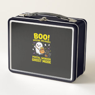 Postal Worker Ghost Mode Halloween Design_1 Metal Lunch Box