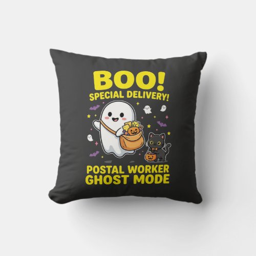 Postal Worker Ghost Mode Halloween Design_1 Throw Pillow