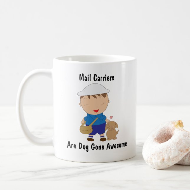 Postal Worker Mail Carrier Dog Heart Personalize Coffee Mug (With Donut)