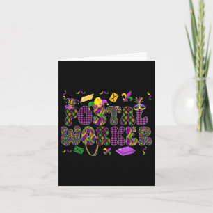 Postal Worker Mardi Gras Symbols Masked Jester Hat Card