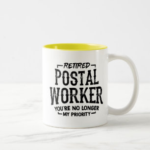 Postal Worker Retirement Keepsake Mailman Funny Two-Tone Coffee Mug