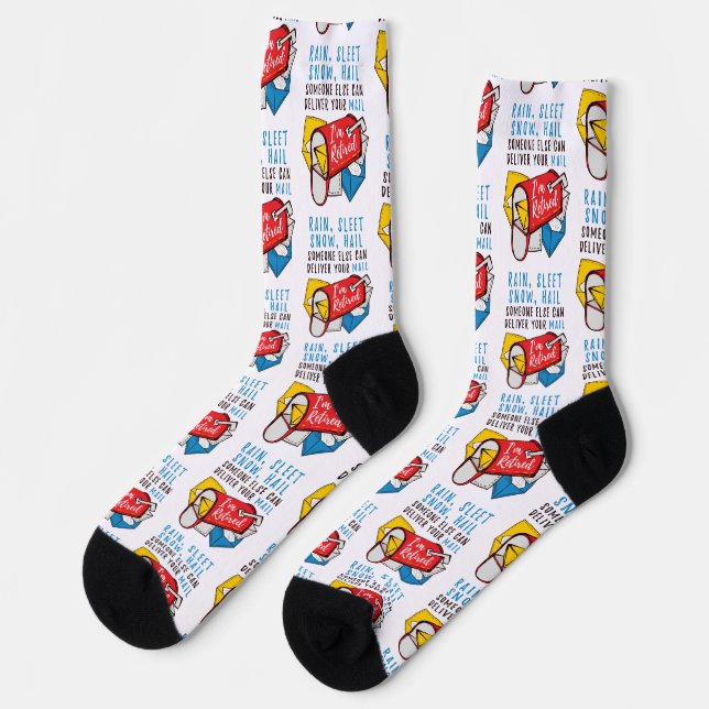 Postal Worker Retirement Mailman I'm Retired Funny Socks (Left)