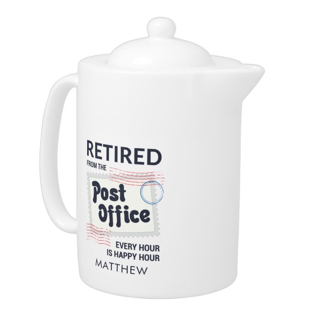 Postal Worker Retirement Mailman Retired Novelty Teapot (Left)