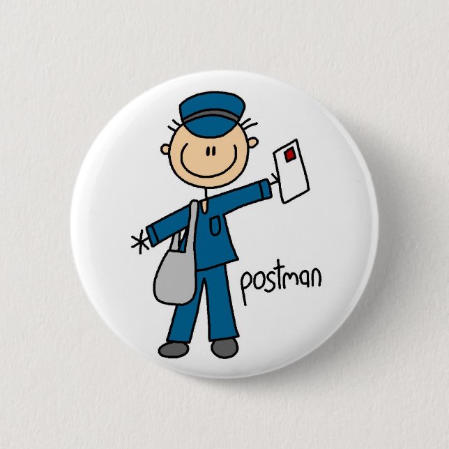Postal Worker Stick Figure Button (Front)