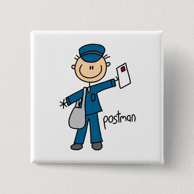 Postal Worker Stick Figure Button (Front)
