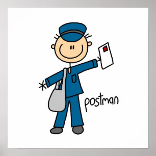 Postal Worker Stick Figure Poster
