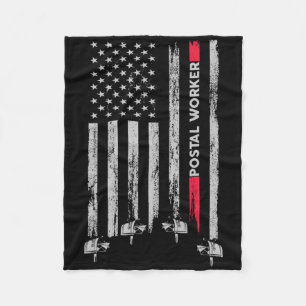 Postal Worker Vintage Usa American Flag Us Postal  Fleece Blanket