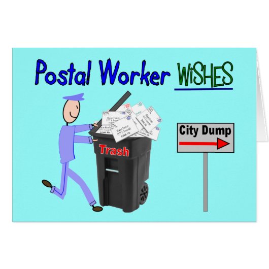 Postal Worker Wishes--Funny Cards (Front Horizontal)