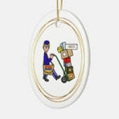 Postal Worker with Boxes Christmas Ornament (Left)