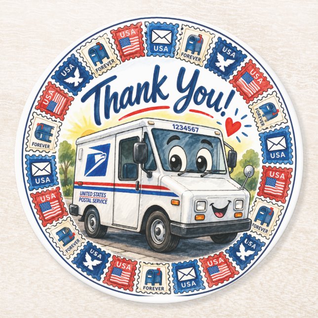 Postal Workers Appreciation  Round Paper Coaster (Front)