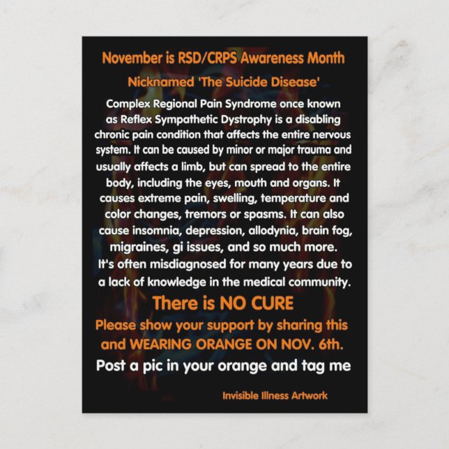 POSTCAR...RSD/CRPS - November is RSD/CRPS Awarenes Postcard (Front)