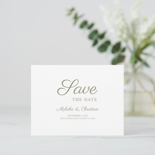 Postcar Save The Date modern horizontal Invitation Postcard (Standing Front)