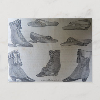 Postcard,19th century fashion illustration - Shoes Postcard