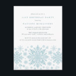 POSTCARD 21st Birthday Blue Snowflake Invitation<br><div class="desc">Very elegant blue watercolor snowflakes create a pretty border along the bottom of this adult birthday invitation. Modern and minimalist design has an open and airy feel. The contemporary aesthetic will appeal to people of all ages.</div>