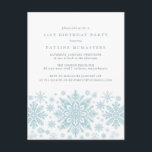 POSTCARD 21st Birthday Blue Snowflake Invitation<br><div class="desc">Very elegant blue watercolor snowflakes create a pretty border along the bottom of this adult birthday invitation. Modern and minimalist design has an open and airy feel. The contemporary aesthetic will appeal to people of all ages.</div>