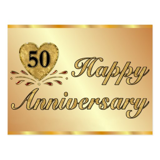 Postcard - 50th Anniversary - Gold | Zazzle