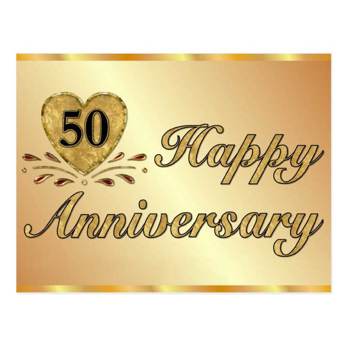 Postcard   50th Anniversary   Gold