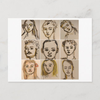 Postcard-: 9 faces Number 2 Horizantal Postcard