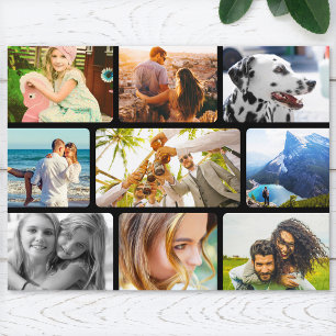 Postcard 9 Photo Template Rounded Frame Collage