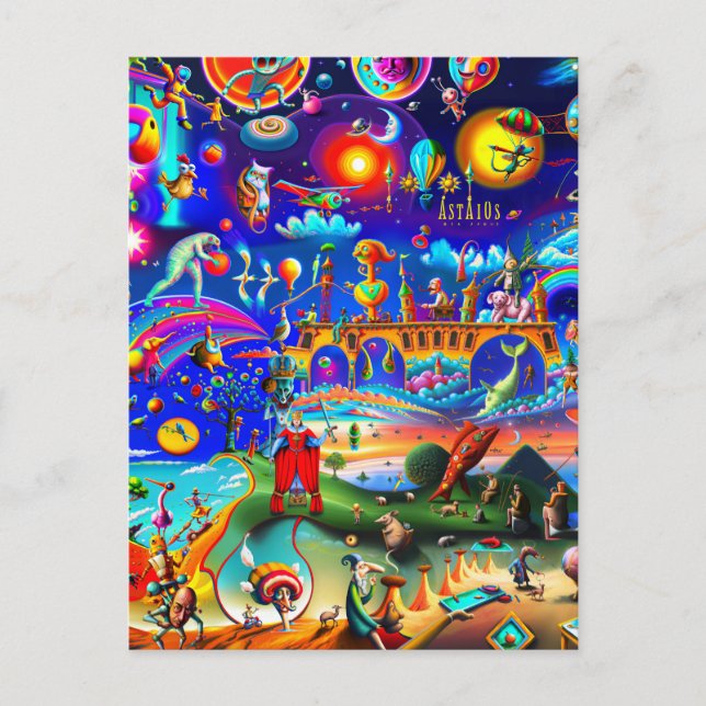 Postcard A world of strange characters (Front)