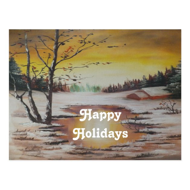 Postcard Ann Hayes Winter Scene Happy Holidays