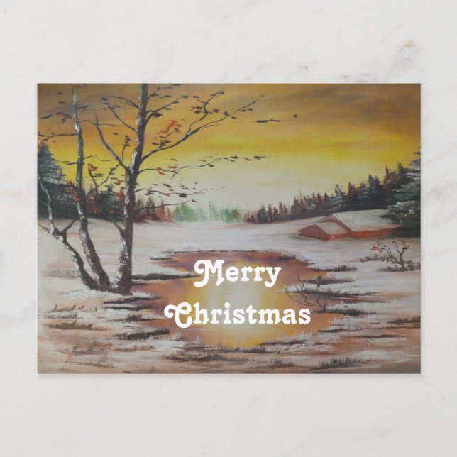 Postcard Ann Hayes Winter Scene Merry Christmas (Front)