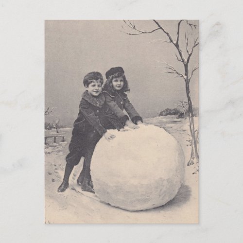 POSTCARD ANTIQUE REINTRODUCTION Snow Daze Play