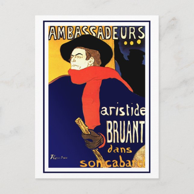 Postcard: Aristide Bruant by Toulouse-Lautrec Postcard (Front)