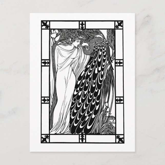 Postcard: Art Nouveau Peacock Artwork - The Kiss Postcard (Front)